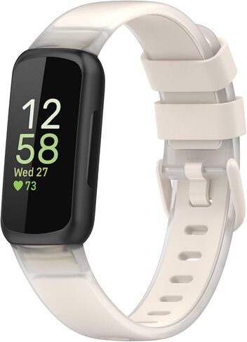 حزام TenCloud متوافق مع Fitbit Inspire 3 أحزمة معصم رياضية من السيليكون قابلة للغسل مخصصة للساعة الذكية Inspire 3 (Starlight) in Kuwait