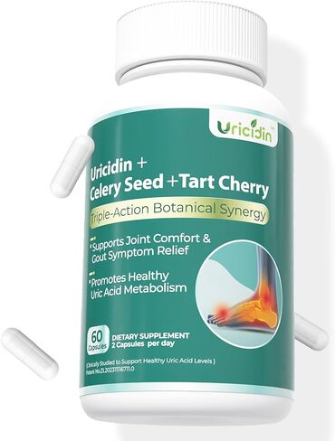 Natural Purge Uric Acid Flush, Support Uric Acid Cleanse and Balance, Joints and Mobility, Tart Cherry, Celery Seed and Eucommia Leaf Extract, Feet and Joint Support Supplement, 60 Capsules in Saudi Arabia