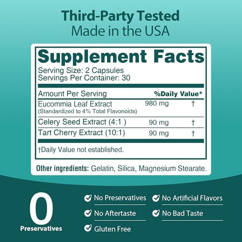 Natural Purge Uric Acid Flush, Support Uric Acid Cleanse and Balance, Joints and Mobility, Tart Cherry, Celery Seed and Eucommia Leaf Extract, Feet and Joint Support Supplement, 60 Capsules in Saudi Arabia