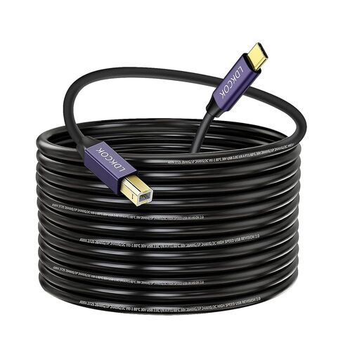كابل طابعة LDKCOK USB C إلى USB B بطول 3 أقدام، كابل ممتاز مطلي بالذهب من النوع C إلى MIDI مع غلاف من الألومنيوم، سلك USB 2.0 عالي السرعة متوافق مع MacBook Pro وHP وEpson وYamaha Piano وDJ Controller in Kuwait