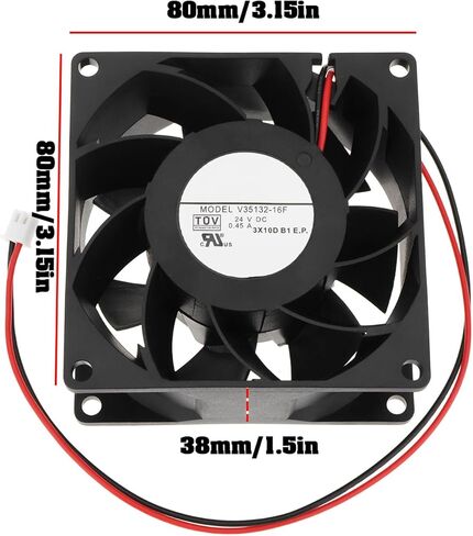 مروحة محورية عاكسة 2 دبوس 24 فولت 0.45 أمبير V35132-16F V35132-55RA متوافقة مع Nidec 80x80x38mm in Kuwait