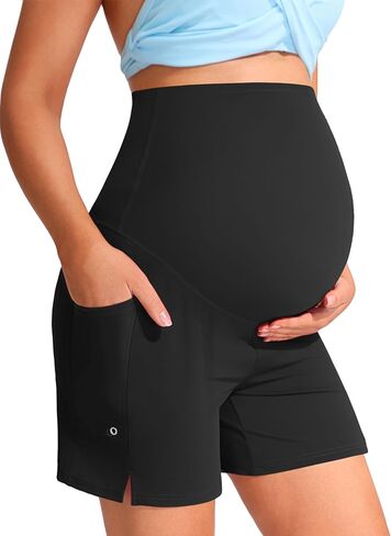 Mama Land Maternity Board Shorts Over the Belly - Women's Quick Dry Swimming Shorts with Pockets for Summer Beach Pool in Saudi Arabia