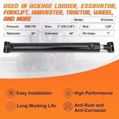 2x18 Hydraulic Cylinder - Double Acting Welded Cross Tube Hydraulic Cylinder 2" Bore x 18" Stroke - Universal Hydraulic Cylinders (2x18) - 3500 Psi in Saudi Arabia
