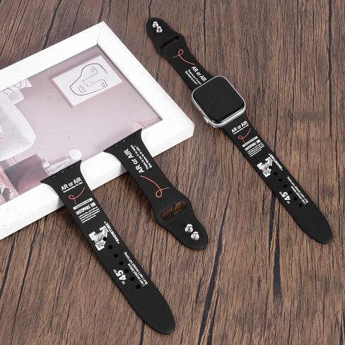 Designer Sports Band - Black with Motivational Quotes, Compatible with Apple Watch All Series & iWatch S11 46mm&42mm in Saudi Arabia