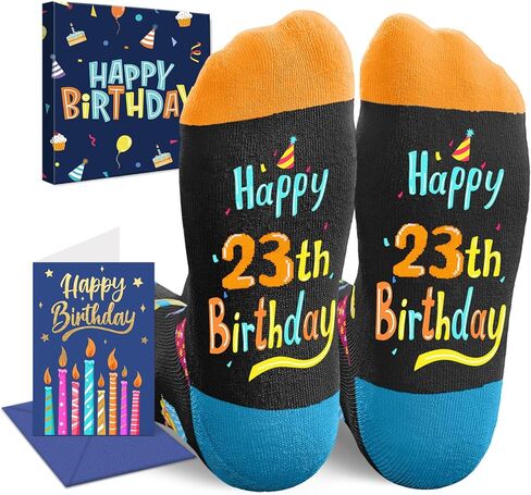 جوارب أفكار هدايا عيد الميلاد الثالث والعشرين من HAPPYPOP - جوارب للنساء والرجال بعمر 23 عامًا، أفضل الهدايا لعمر 23 عامًا، جوارب عيد الميلاد الثالث والعشرون مع بطاقة تهنئة in Saudi Arabia