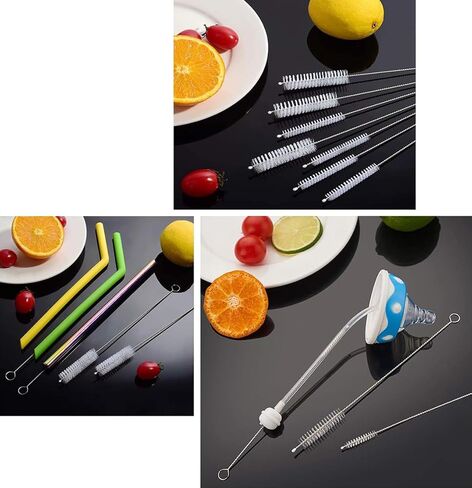 8-Inch Stainless Steel Straw Cleaner Brush Set - 10 Sizes (0.08" to 1") for Deep Cleaning Reusable Straws, Test Tubes, Coffee Stirrers, Narrow Bottles in Saudi Arabia