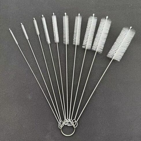 8-Inch Stainless Steel Straw Cleaner Brush Set - 10 Sizes (0.08" to 1") for Deep Cleaning Reusable Straws, Test Tubes, Coffee Stirrers, Narrow Bottles in Saudi Arabia