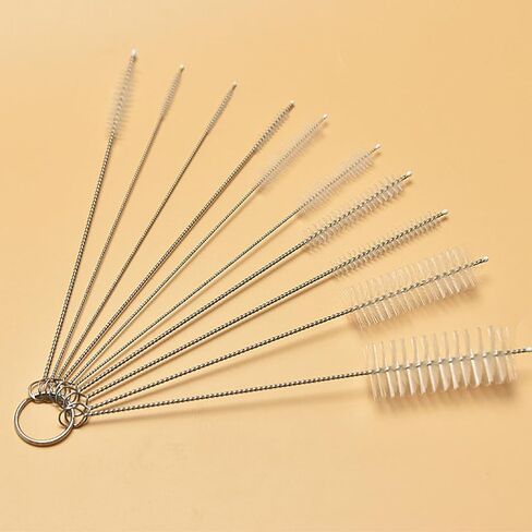8-Inch Stainless Steel Straw Cleaner Brush Set - 10 Sizes (0.08" to 1") for Deep Cleaning Reusable Straws, Test Tubes, Coffee Stirrers, Narrow Bottles in Saudi Arabia
