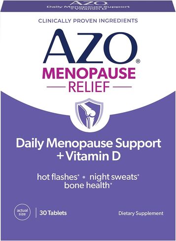 AZO® Daily Menopause Relief + Vitamin D to Support Strong Bones, Menopause Supplements for Women, Reduces Hot Flashes and Night Sweats* - 30 Count in Kuwait