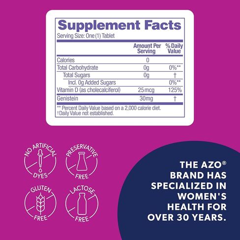 AZO® Daily Menopause Relief + Vitamin D to Support Strong Bones, Menopause Supplements for Women, Reduces Hot Flashes and Night Sweats* - 30 Count in Kuwait
