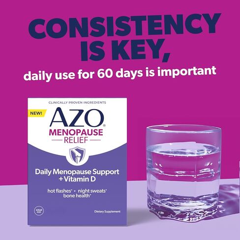 AZO® Daily Menopause Relief + Vitamin D to Support Strong Bones, Menopause Supplements for Women, Reduces Hot Flashes and Night Sweats* - 30 Count in Kuwait