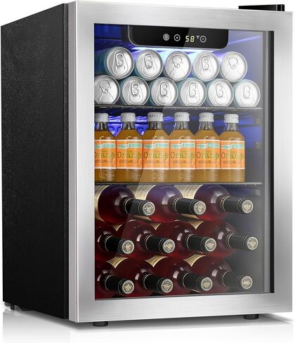 Kismile Mini Refrigerator Cooler 48L Beverage Fridge for 16 Bottle 68 Can,1.7 Cu.Ft Drink Fridge with Seamless Outer Frame,Electronic Temperature Control for Home/Bar/Office 40-61℉,Silver in Saudi Arabia