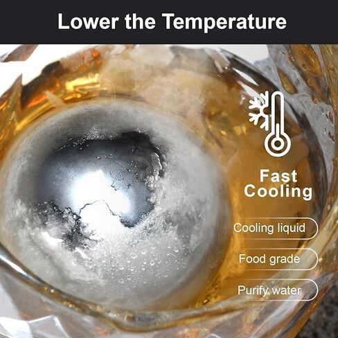 2Pcs XL Stainless Steel Whiskey Balls, Metal Reusable Ice Cubes, 2.2"/55mm Round Ice Balls for Whiskey Beverage Chiller Stones Rocks, Gifts for Men Husband Birthday in Saudi Arabia
