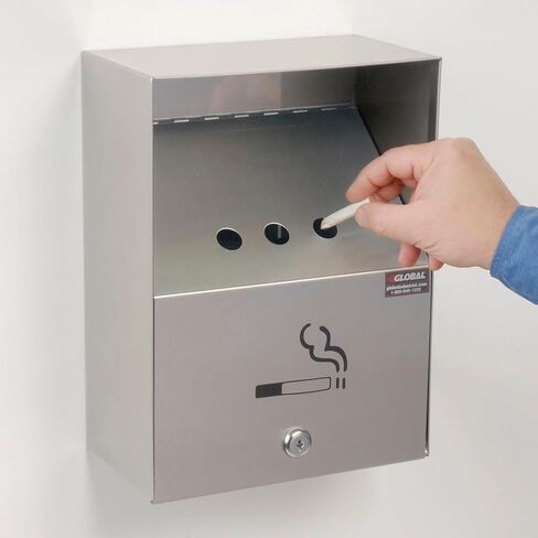 Global Industrial Stainless Steel Wall Mount Outdoor Ashtray, 9" W x 5" D x 13" H, Weather and Fire Resistant, 1 Gallon Capacity, Holds Over 700 Butts in Saudi Arabia