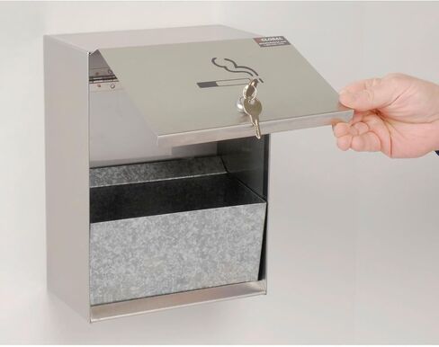 Global Industrial Stainless Steel Wall Mount Outdoor Ashtray, 9" W x 5" D x 13" H, Weather and Fire Resistant, 1 Gallon Capacity, Holds Over 700 Butts in Saudi Arabia