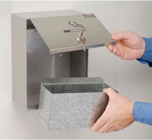 Global Industrial Stainless Steel Wall Mount Outdoor Ashtray, 9" W x 5" D x 13" H, Weather and Fire Resistant, 1 Gallon Capacity, Holds Over 700 Butts in Saudi Arabia