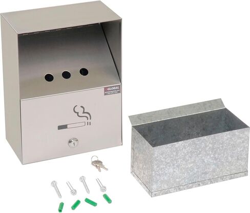 Global Industrial Stainless Steel Wall Mount Outdoor Ashtray, 9" W x 5" D x 13" H, Weather and Fire Resistant, 1 Gallon Capacity, Holds Over 700 Butts in Saudi Arabia