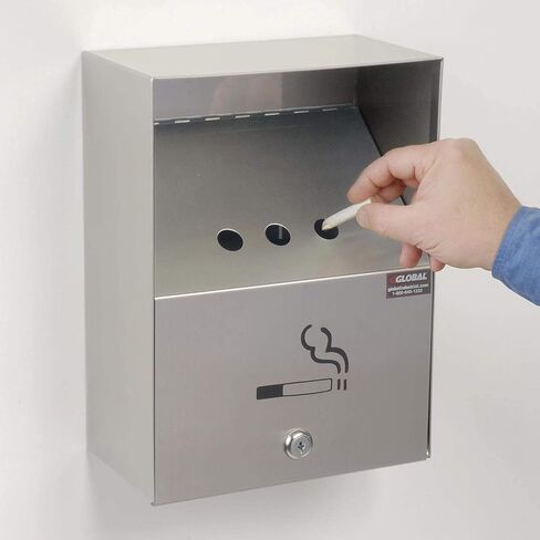 Global Industrial Stainless Steel Wall Mount Outdoor Ashtray, 9" W x 5" D x 13" H, Weather and Fire Resistant, 1 Gallon Capacity, Holds Over 700 Butts in Saudi Arabia