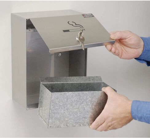 Global Industrial Stainless Steel Wall Mount Outdoor Ashtray, 9" W x 5" D x 13" H, Weather and Fire Resistant, 1 Gallon Capacity, Holds Over 700 Butts in Saudi Arabia