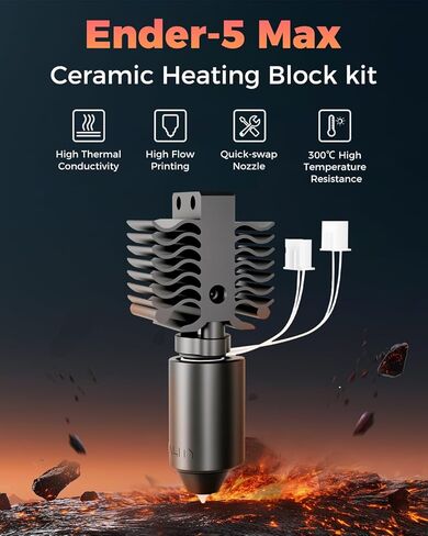 Creality Official Ender 5 Max Hotend، يدعم الطباعة السريعة بسرعة 700 مم/ثانية والطباعة بدرجة حرارة عالية 300 درجة مئوية، تصميم مبتكر متعدد القنوات يعزز كفاءة الطباعة بشكل فعال in Saudi Arabia