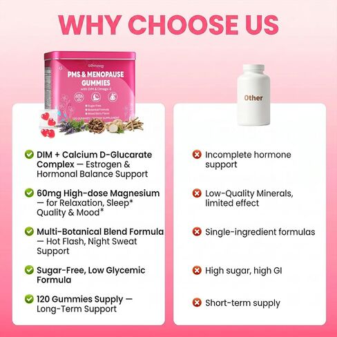 Menopause Supplements for Women, Hormone Balance & PMS Relief Gummies, with DIM, Vitamin B6, Chasteberry & Black Cohosh, Hormone Harmony Supports Hot Flashes | Night Sweats | Mood* Swings, 120 Gummies in Saudi Arabia