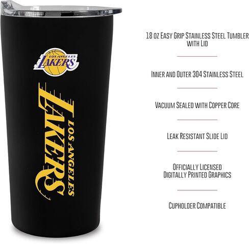 Rico Industries NBA Basketball Los Angeles Lakers Black 18oz Soft Touch, Easy Grip Tumbler in Saudi Arabia