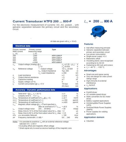 HTFS800-P محول الاستشعار الحالي التصنيف الحالي 800A in Saudi Arabia