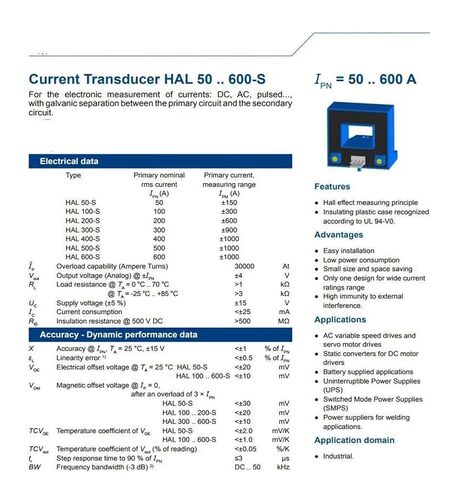HAL200-S الاستشعار الحالي 200A محول التيار 200A in Saudi Arabia