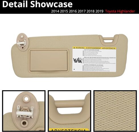واقي من الشمس يناسب 2014-2019 Toyota Highlander الجانب الأيسر للسائق مع استبدال الضوء # 74320-0E074-B0 رمادي in Kuwait