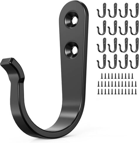 BREYDROK 20PCS Heavy Duty Metal Coat Hooks for Wall, Single Prong Hanging Hooks with 40 Screws for Towels, Backpacks, Hats & Dog Leashes in Saudi Arabia