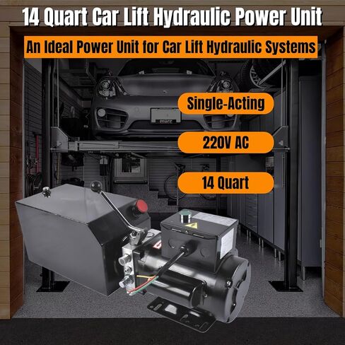 3.5 Gal/14 Quart Hydraulic Power Unit, 2.2kw 220V Single-Acting Hydraulic Pump for Car Lift, 2950 PSI Max Relief Pressure, Replacement for Dump Trailers and Lifting Platforms Mixizap in Saudi Arabia