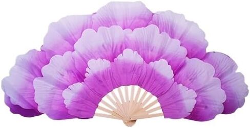 Peony Flower Dancing Fan Large Half Foldable Dancing Fan 1Pair Double-Sided Peony Flower Hand Fan Square Silk Dance Fan Performance Props for Dancing Club in Saudi Arabia