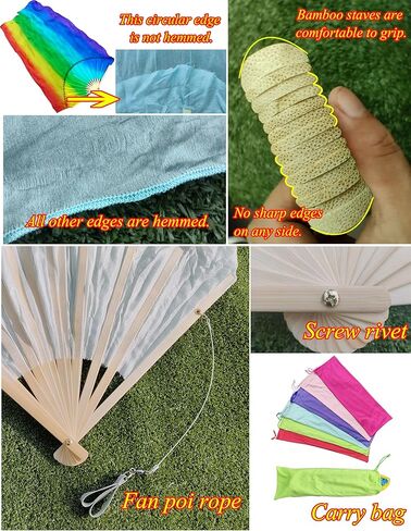 Belly Dance Colorful Veil, 59" (150 cm) Pairs Adjustable Colorful Fan Veil, Worship Praise Spinning Fan Pois (red)(Blackpurplepink) in Kuwait