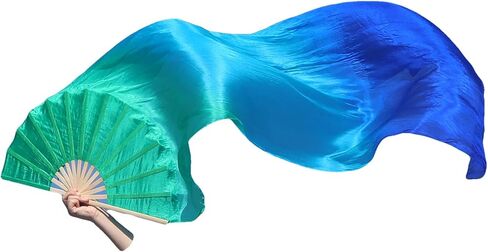 Belly Dance Colorful Veil, 59" (150 cm) Pairs Adjustable Colorful Fan Veil, Worship Praise Spinning Fan Pois (red)(Blackpurplepink) in Kuwait