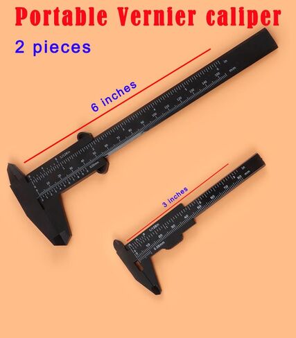 2 pcs (5.9 and 3.1 inches) Caliper Measuring Tool with Inch and Centimeter Mark, Plastic Vernier Caliper Micrometer, Measure Inner and Outer Diameters and Depth (Black) in Saudi Arabia