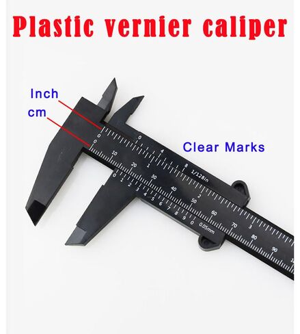 2 pcs (5.9 and 3.1 inches) Caliper Measuring Tool with Inch and Centimeter Mark, Plastic Vernier Caliper Micrometer, Measure Inner and Outer Diameters and Depth (Black) in Saudi Arabia