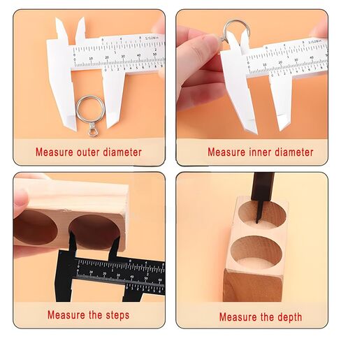 2 pcs (5.9 and 3.1 inches) Caliper Measuring Tool with Inch and Centimeter Mark, Plastic Vernier Caliper Micrometer, Measure Inner and Outer Diameters and Depth (Black) in Saudi Arabia