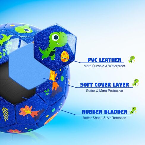 U&C Planet Soccer Ball Size 2 Size 3 Size 4 for Toddler Kids with Pump Deflated, Cartoon Unicorn Dinosaur Soccer Ball Toy for Girls Boys 1-3 2-8 6-12 in Saudi Arabia