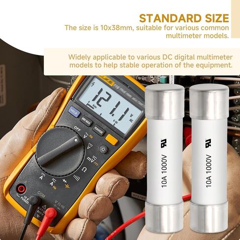 (5 Pack) 10A 30KA 1000V Digital multimeter Ceramic Fuse 10x38mm High-Voltage Fast Blow fuses Brass Nickel Plated Fuse Suitable for Any Digital multimeter Using in Saudi Arabia
