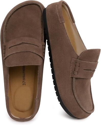 Lofel | Genuine Suede Clogs for Women Comfortable Womens Clogs Memory Foam Insole Slip-On Mules with Cushioned Arch Support Footbed in Saudi Arabia