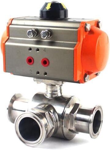 1.5" 2" Tri-Clamp 304 Stainless Steel T/L Pneumatic Three-Way Ball Valve(51x64mm TC,T Port) in Saudi Arabia