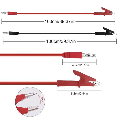 MEIRIYFA 4 مم قابس الموز إلى مشبك التمساح التمساح اختبار سلك الرصاص 16AWG كابل للاختبار الكهربائي، وإمدادات الطاقة، والسيارات، ومتعدد 1 متر/3.3 قدم - قطعتين in Saudi Arabia