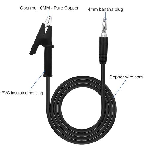 MEIRIYFA 4 مم قابس الموز إلى مشبك التمساح التمساح اختبار سلك الرصاص 16AWG كابل للاختبار الكهربائي، وإمدادات الطاقة، والسيارات، ومتعدد 1 متر/3.3 قدم - قطعتين in Saudi Arabia