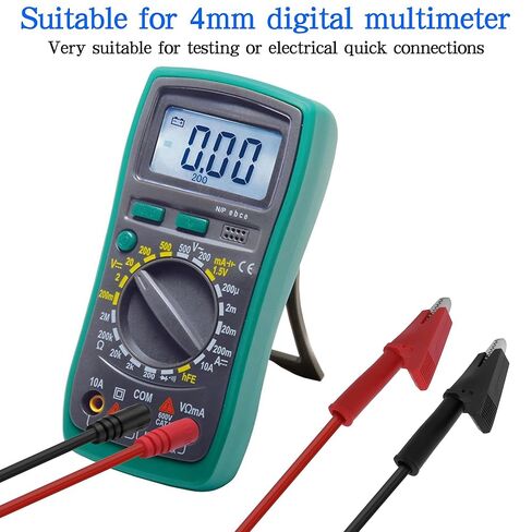 MEIRIYFA 4 مم قابس الموز إلى مشبك التمساح التمساح اختبار سلك الرصاص 16AWG كابل للاختبار الكهربائي، وإمدادات الطاقة، والسيارات، ومتعدد 1 متر/3.3 قدم - قطعتين in Saudi Arabia