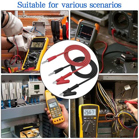 MEIRIYFA 4 مم قابس الموز إلى مشبك التمساح التمساح اختبار سلك الرصاص 16AWG كابل للاختبار الكهربائي، وإمدادات الطاقة، والسيارات، ومتعدد 1 متر/3.3 قدم - قطعتين in Saudi Arabia