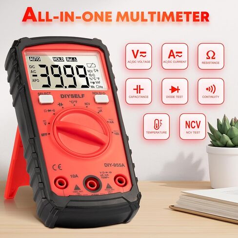 DIYSELF Multimeter, 4000 Counts Auto-Ranging Multimeter Tester, Non-Contact Volt Meter, Digital Multimeter for DC/AC Voltage, Capacitance, Resistance, Continuity, Voltage Meter, Capacitor Tester in Saudi Arabia