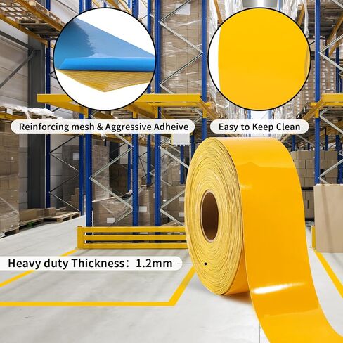 Heavy Duty Indoor&Outdoor Floor&Pavement Marking Tape – Industrial Safety Tape, Peel and Stick, Long Lasting Adhesive, Warehouse & Facility Line Marking(Yellow, 2 Inch x 108 Feet) in Saudi Arabia