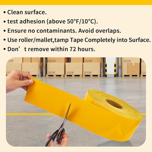 Heavy Duty Indoor&Outdoor Floor&Pavement Marking Tape – Industrial Safety Tape, Peel and Stick, Long Lasting Adhesive, Warehouse & Facility Line Marking(Yellow, 2 Inch x 108 Feet) in Saudi Arabia