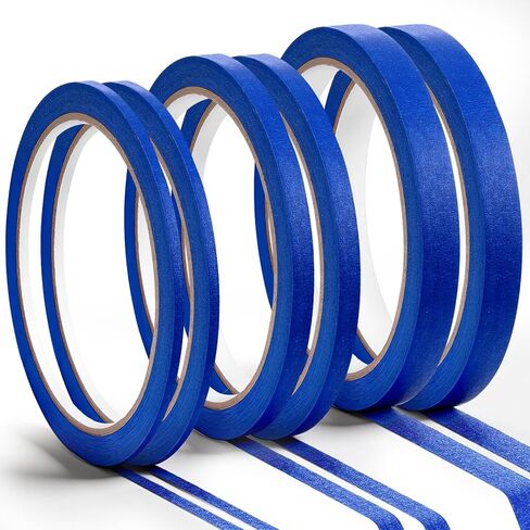 6 Pcs Pinstriping Masking Tape Masking Tape Thin Painters Tapes Narrow Finishing Maskings Tapes Low Tack High Temperature Easy Removal for Automotive Car Paint (1/8 Inch, 1/4 Inch，3/8 Inch) Blue in Saudi Arabia