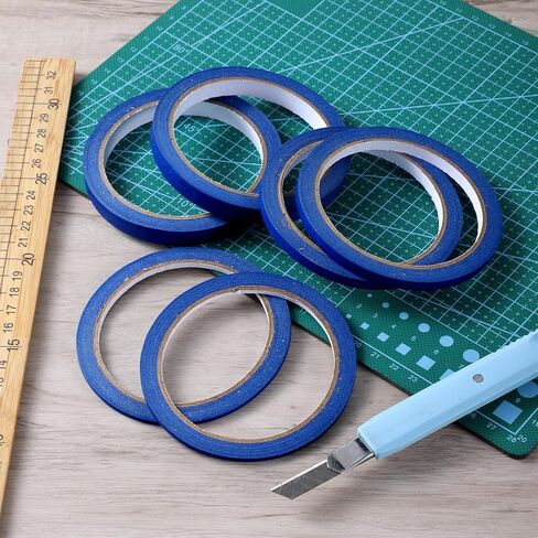 6 Pcs Pinstriping Masking Tape Masking Tape Thin Painters Tapes Narrow Finishing Maskings Tapes Low Tack High Temperature Easy Removal for Automotive Car Paint (1/8 Inch, 1/4 Inch，3/8 Inch) Blue in Saudi Arabia
